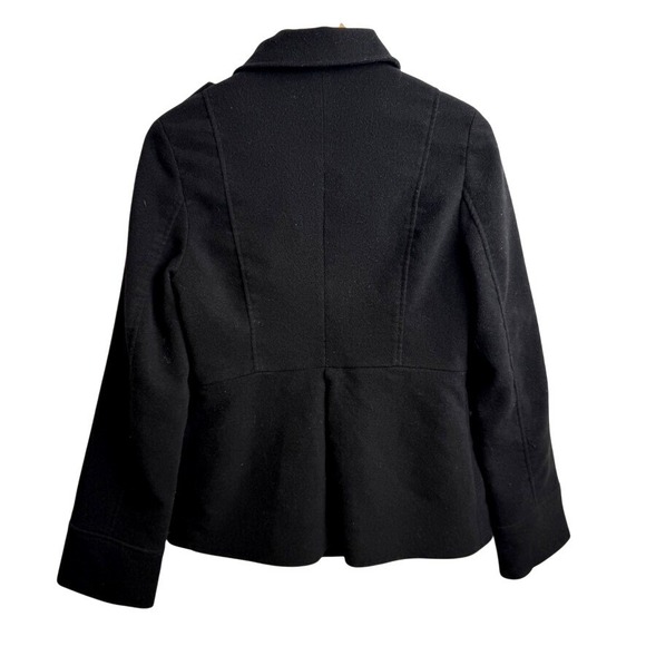 Jack Women Double Breasted Peacoat Jacket L Black Military Style Detachable Hood - Picture 2 of 11